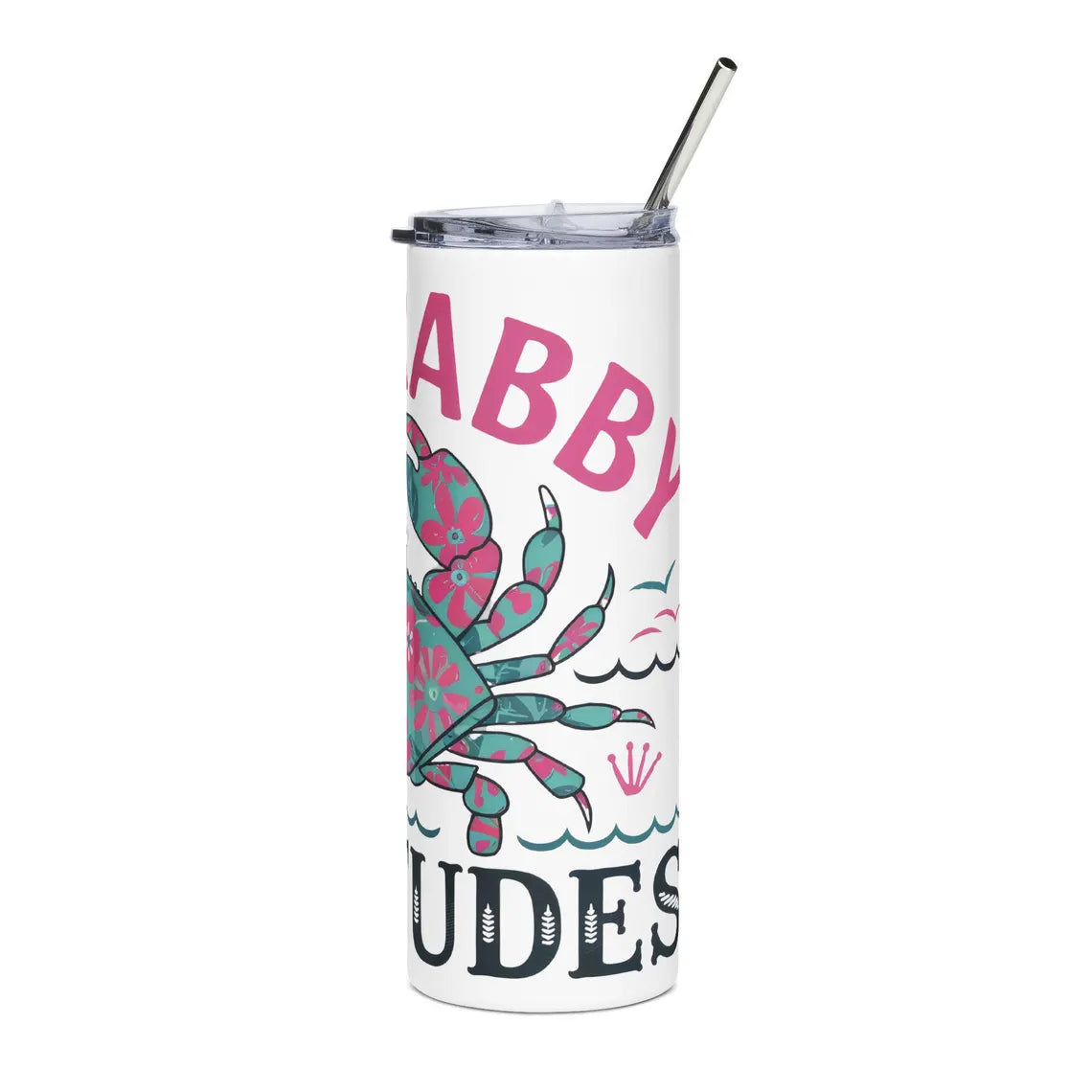 Crab-Inspired Stainless Steel Tumbler, 20oz | Funny Gift for Crab Lovers, Summer Party Drinkware, Coastal Vibes, Beach Accessories