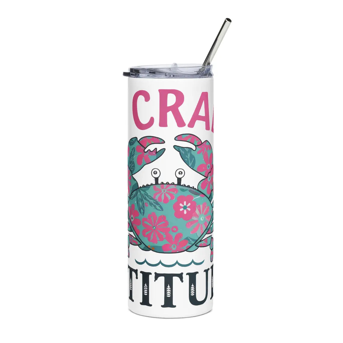 Crab-Inspired Stainless Steel Tumbler, 20oz | Funny Gift for Crab Lovers, Summer Party Drinkware, Coastal Vibes, Beach Accessories
